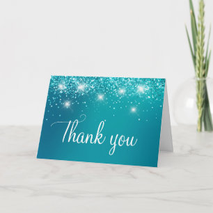 Carte De Remerciements Turquoise Ombre Faux Parties scintillant 40e anniv