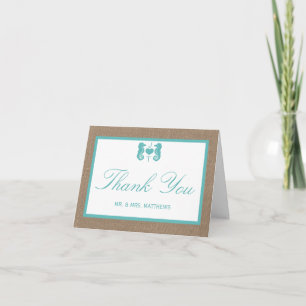 Carte De Remerciements Turquoise Seahorse Burlap Beach Wedding Collection