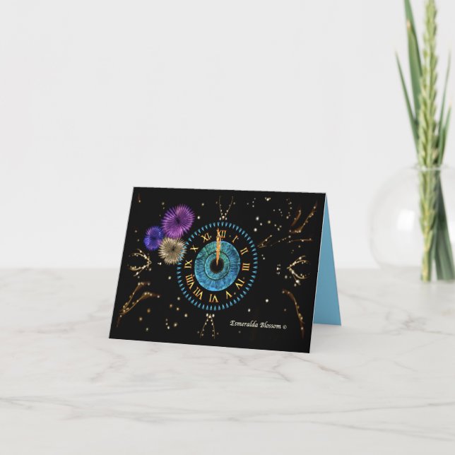 Carte De Remerciements Turquoisel Midnight Clock (Devant)