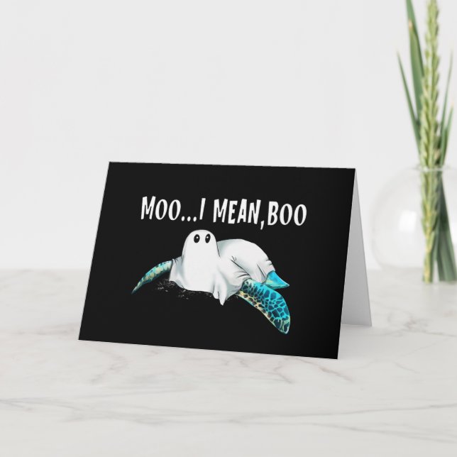 Carte De Remerciements Turtle Moo je veux dire Boo Funny Cadeau Halloween (Devant)