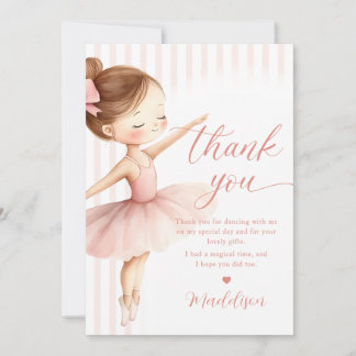 Carte De Remerciements Tutu Ballerina Ballet Dancer Girl Birthday