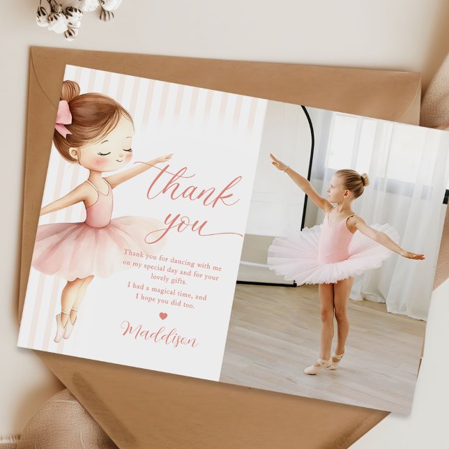Carte De Remerciements Tutu Ballerina Ballet Dancer Girl Birthday Photo (Créateur téléchargé)