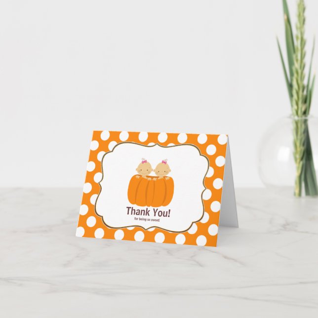 Carte De Remerciements Twin Girls Citrouille Thank You Note Card (Devant)