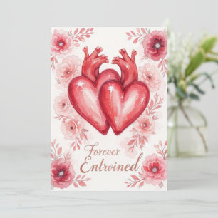 Carte De Remerciements Twin Hearts Forever Enchanted Floral Print