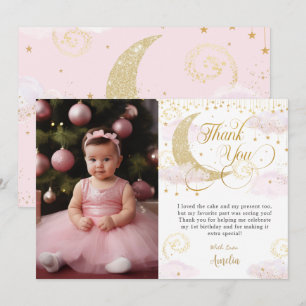 Carte De Remerciements Twinkle Little Star Pastel rose 1er anniversaire P