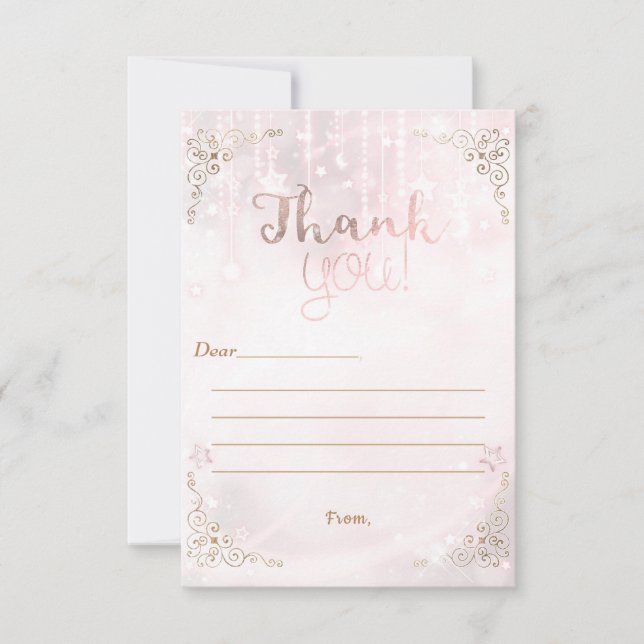 Carte De Remerciements Twinkle little Star Rose Gold Shower Remerciement (Devant)