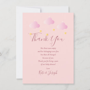 Carte De Remerciements Twinkle Twinkle Bébé Fille Rose Poème de Remerciem
