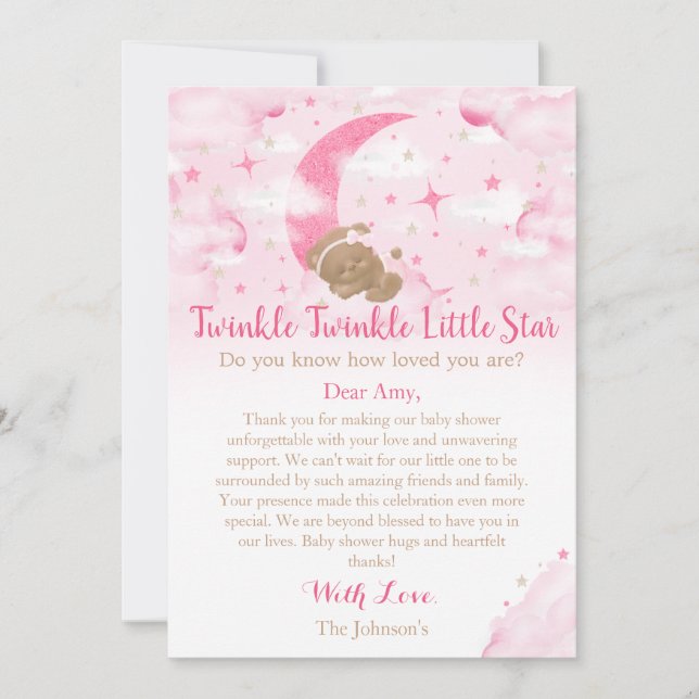 Carte De Remerciements Twinkle Twinkle Little Star Bear Baby shower (Devant)