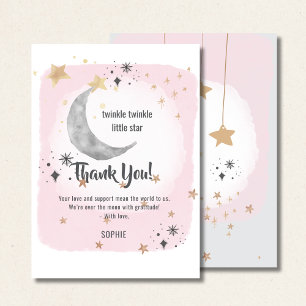 Carte De Remerciements Twinkle Twinkle Little Star Rose Pincée Aquarelle