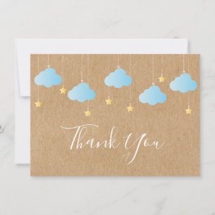 Carte De Remerciements Twinkle Twinkle Rustique Kraft Boho bleu