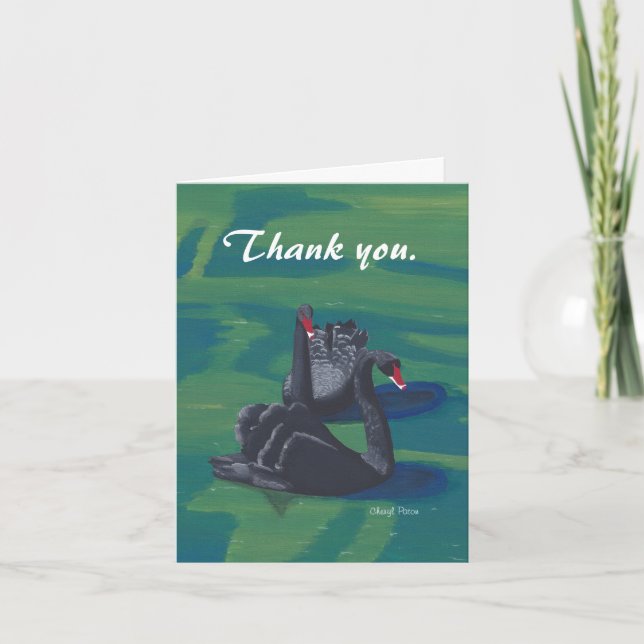 Carte De Remerciements Two Black Swans Swimming Thank You Cards (Devant)