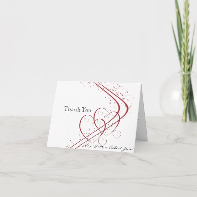 Carte De Remerciements Two Hearts as One Anniversary Thank You (Devant)
