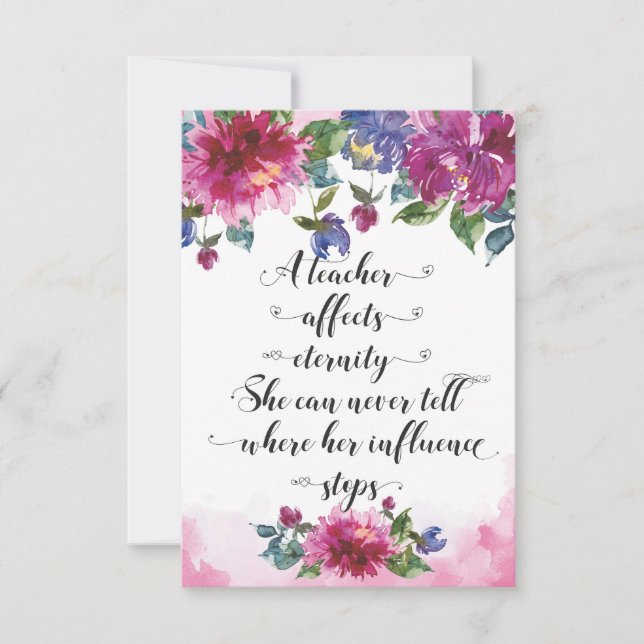 Carte De Remerciements Typographie de l'enseignant Retour à l'école Cadea (Devant)