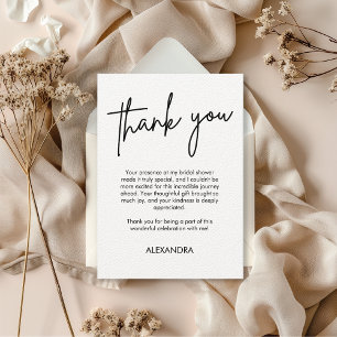 Carte De Remerciements Typographie de script minimaliste pour Baby Shower