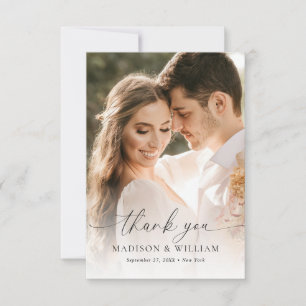 Carte De Remerciements Typographie de script moderne élégant Mariage phot