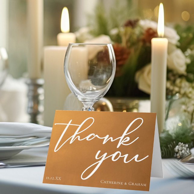 Carte De Remerciements Typographie d'or rustique Mariage d'automne (Créateur téléchargé)