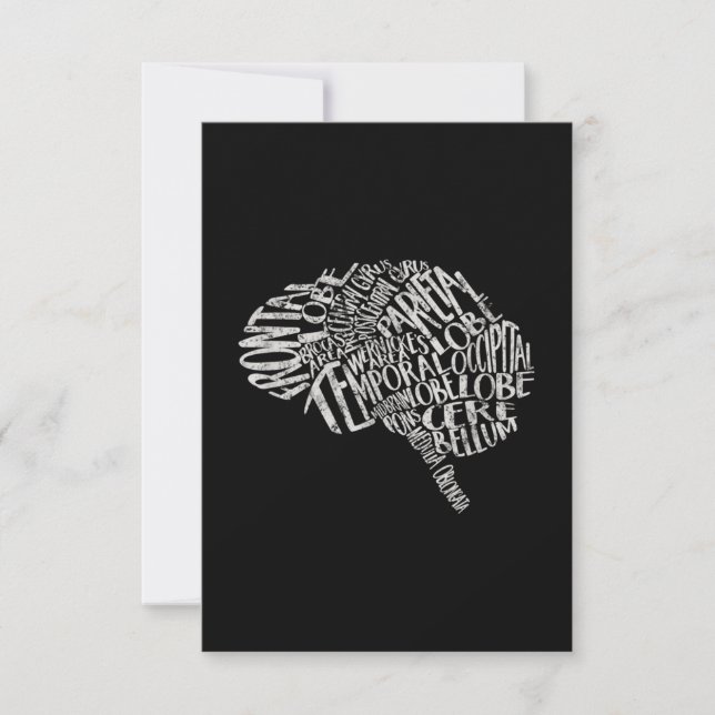 Carte De Remerciements Typographie du cerveau RN Neuroscience (Devant)