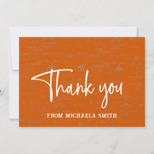 Carte De Remerciements Typographie élégante de script orange Math Graduat