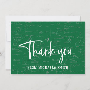 Carte De Remerciements Typographie élégante de script vert Mathématiques