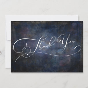 Carte De Remerciements Typographie élégante moderne Navy Bokeh Grunge