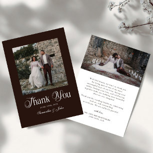 Carte De Remerciements Typographie Élégante Moderne Photo de Mariage Bord