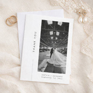 Carte De Remerciements Typographie Élégante Photo de Mariage Formel
