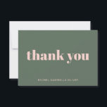 Carte De Remerciements Typographie en gras Blush Pink Vert Nom personnali<br><div class="desc">Typographie en gras Blush Pink Green Nom personnalisé Carte de remerciements</div>