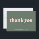 Carte De Remerciements Typographie en gras Blush Pink Vert Nom personnali<br><div class="desc">Typographie en gras Blush Pink Green Nom personnalisé Carte de remerciements</div>