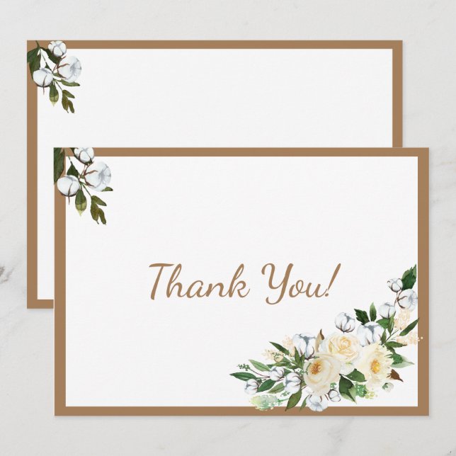 Carte De Remerciements Typographie florale moderne (Devant / Derrière)