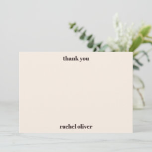 Carte De Remerciements Typographie Gras Brun Crème Mignon Bat Mitzvah Nom