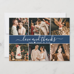 Carte De Remerciements Typographie marine moderne élégante 6 Collage phot