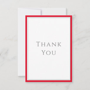 Carte De Remerciements Typographie minimale Élégant intemporel Rouge ceri
