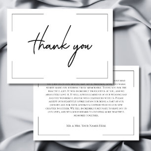 Carte De Remerciements Typographie minimale Mariage noir et blanc