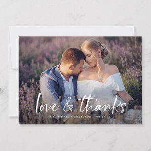 Carte De Remerciements Typographie minimaliste 2 Mariage photo