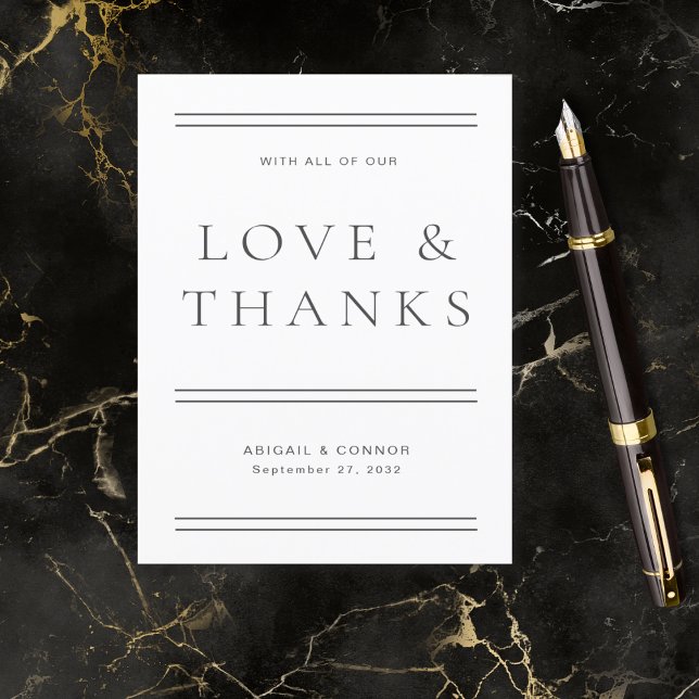 Carte De Remerciements Typographie moderne chic noir & blanc (Créateur téléchargé)