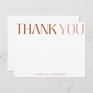 Carte De Remerciements Typographie moderne minimaliste Nom en terre cuite