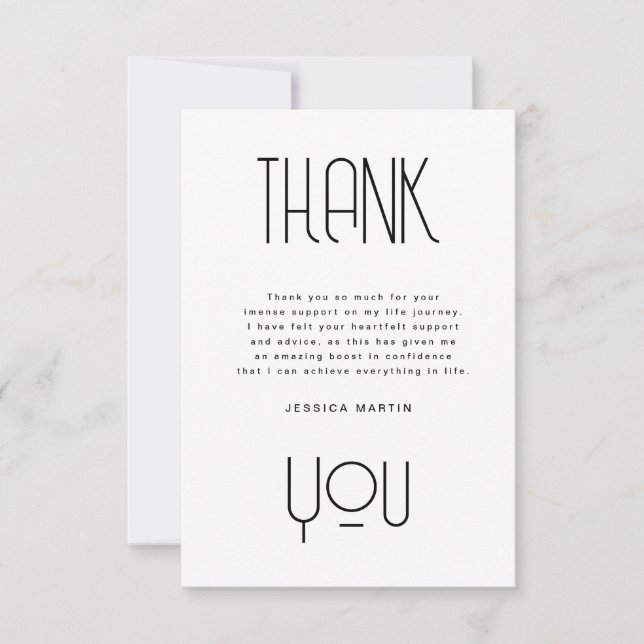 Carte De Remerciements Typographie moderne Photo Graduation Party Invitat (Devant)