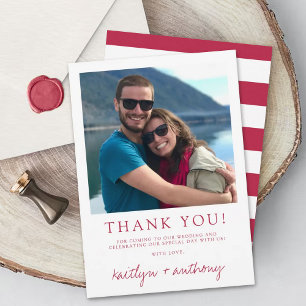 Carte De Remerciements Typographie moderne Viva Magenta Photo minimaliste