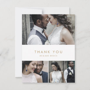 Carte De Remerciements Typographie Or Chic 3 Collage Photo