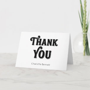 Carte De Remerciements Typographie personnalisée noir blanc rétro