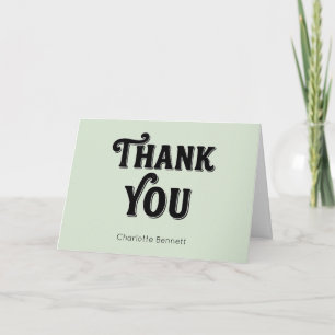 Carte De Remerciements Typographie personnalisée vert sauge noir rétro