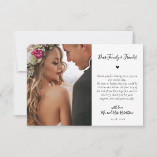 Carte De Remerciements Typographie Script Heart 4 Photo Collage Mariage