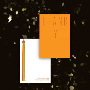 Carte De Remerciements Typographie Terracotta et Orange pour Remise de Di