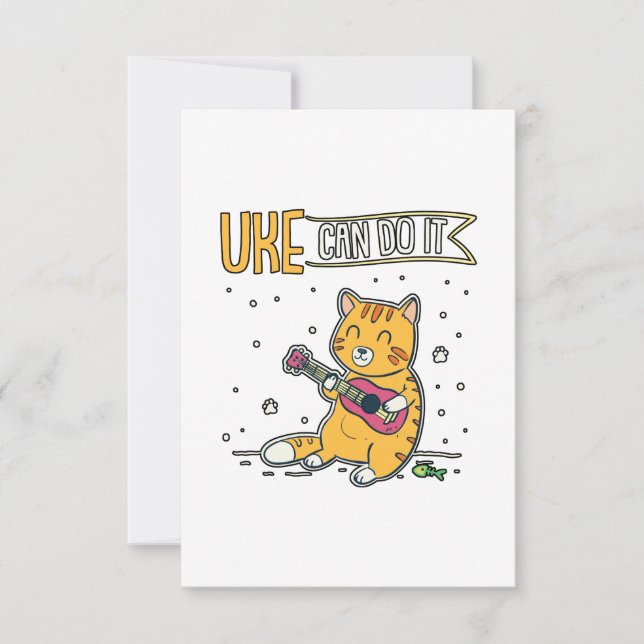 Carte De Remerciements UKE Peut Le Faire Ukulele Ukelele Cat Guitare Musi (Devant)