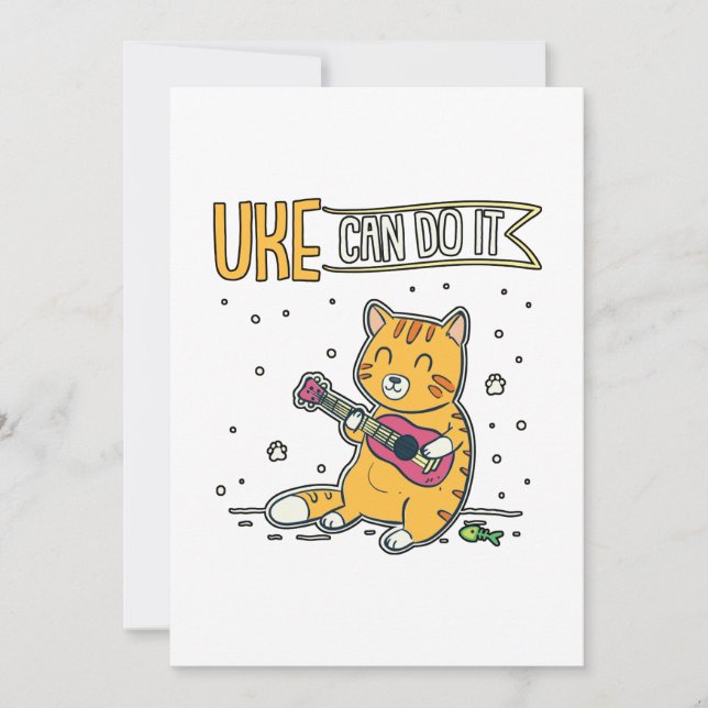 Carte De Remerciements UKE Peut Le Faire Ukulele Ukelele Cat Guitare Musi (Devant)