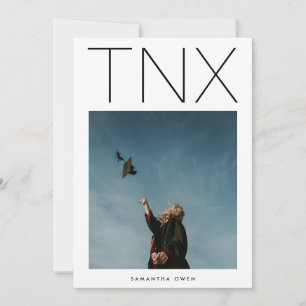 Carte De Remerciements Ultra moderne noir TNX Simple Photo Graduation