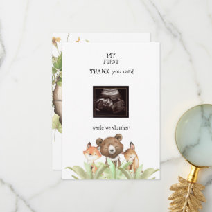 Carte De Remerciements Ultrasound Baby Boy Funny Woodland