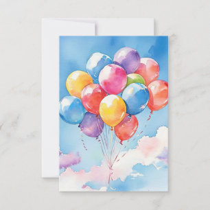 Carte De Remerciements Un amas de ballons d'aquarelle colorés