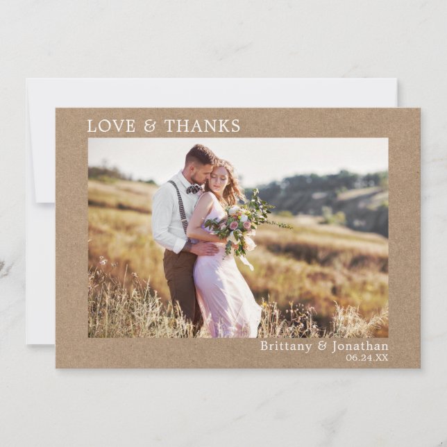 Carte De Remerciements Un amour minimaliste moderne grâce à Mariage Kraft (Devant)