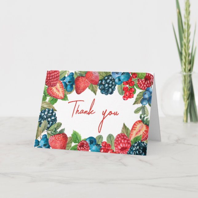 Carte De Remerciements Un Baby shower Berry Sweet (Devant)